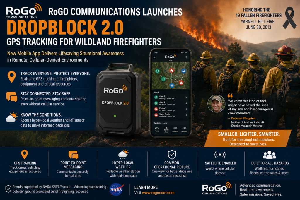 RoGO Communications Launches DropBlock 2.0 to Enhance GPS Tracking and Safety for Wildland Firefighters