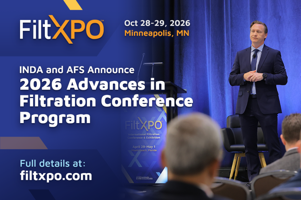 INDA and AFS Announce 2026 Advances in Filtration Conference